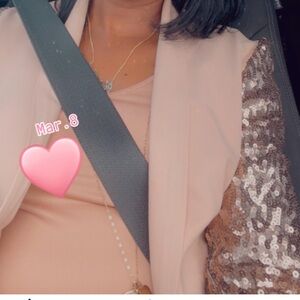 Sequin Sleeve Blazer in Peach